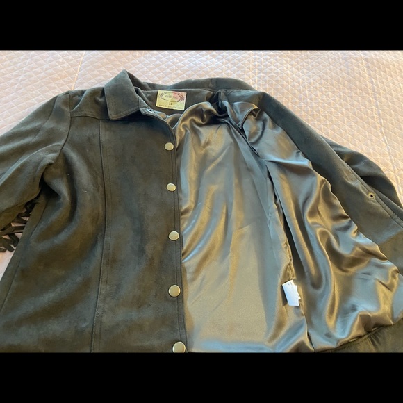 Girls soft faux suede jacket with fringe sleeves - Picture 2 of 4